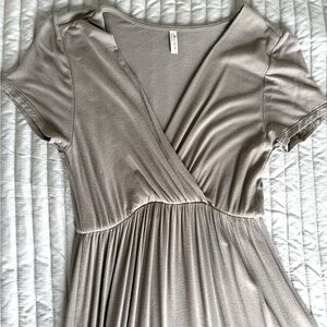 Empire waist olive green maternity maxi dress